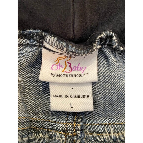Oh Baby Maternity Denim Capris Jeans Pants  Size Large Wide Elastic Waist - Picture 4 of 7